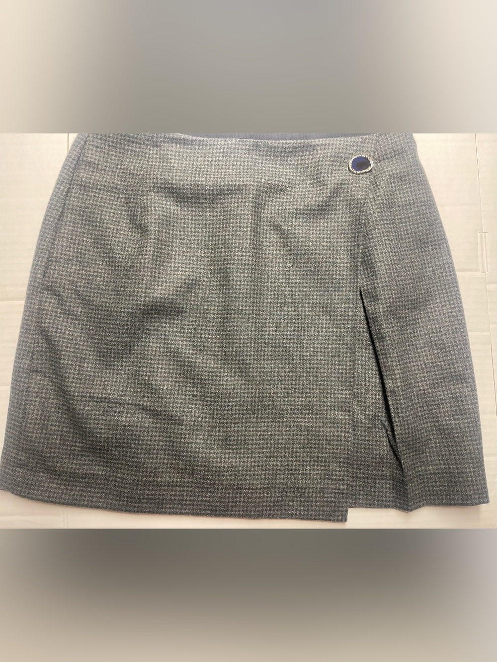 Classic Gray Mini Skirt with Side Pleat
